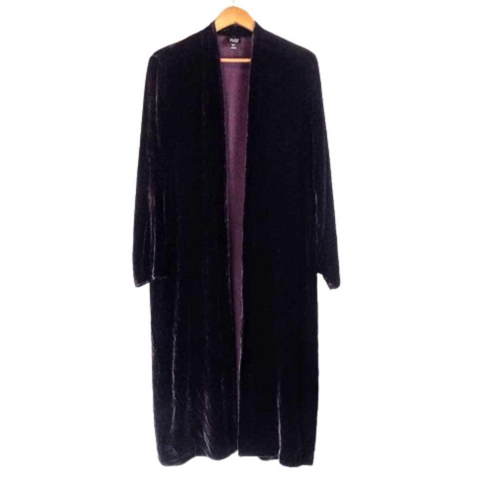 Eileen Fisher Purple Silk Ankle Length Velvet Jacket